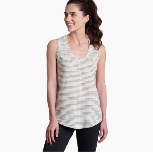 Kuhl Tops - Kuhl Striped white and charcoal Casual Tank Top size medium